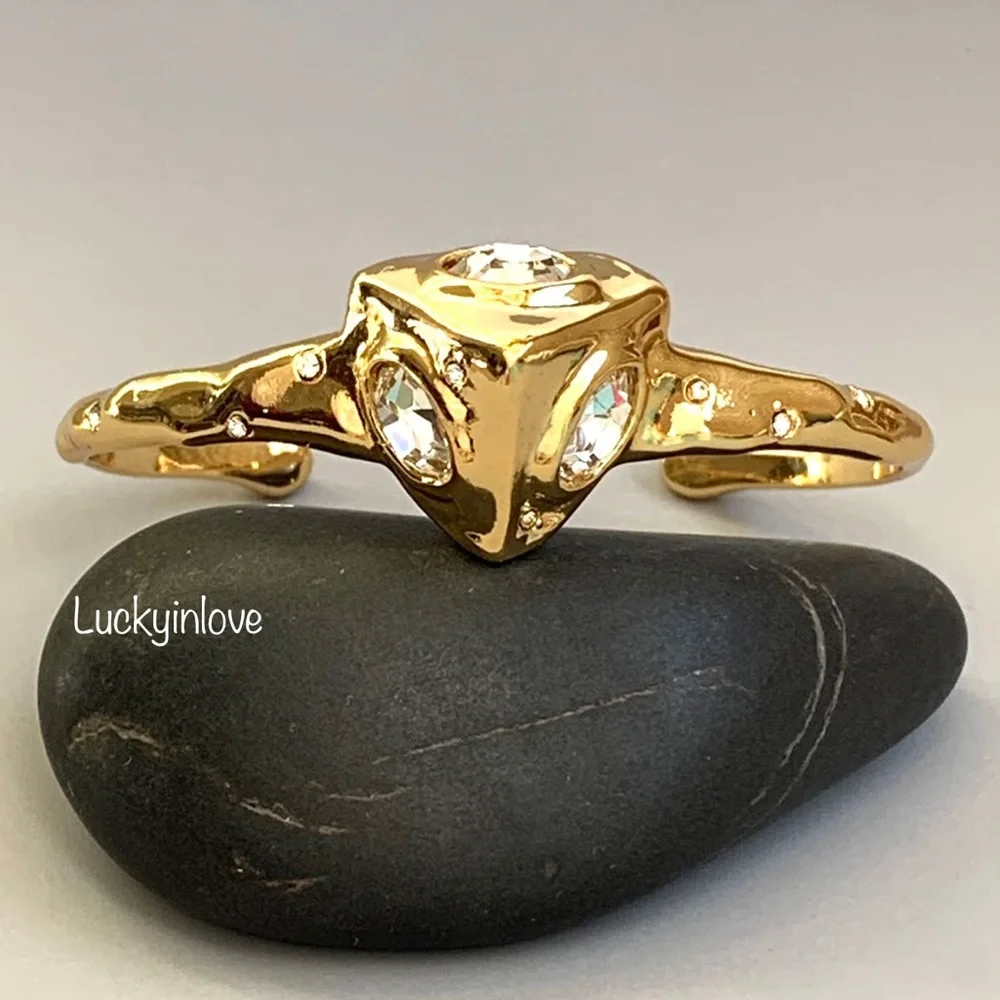 Alexis Bittar Modern Future Antiquities Bold Sculpted Gold Pyramid Cuff Bracelet
